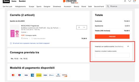 codice debito zalando.